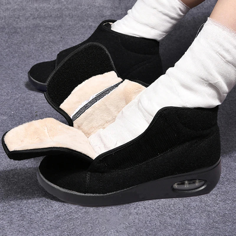 Chaussures orthopédiques montantes femme d'hiver, à scratch