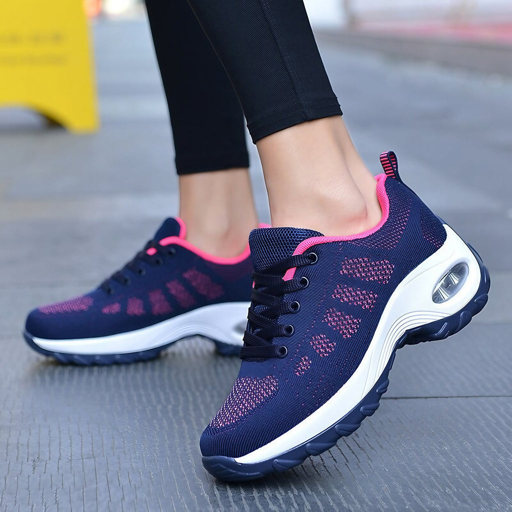 Chaussures orthopédiques femme à lacets, plateforme 5 cm, bleu