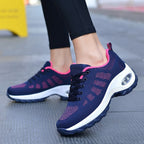 Chaussures orthopédiques femme à lacets, plateforme 5 cm, bleu