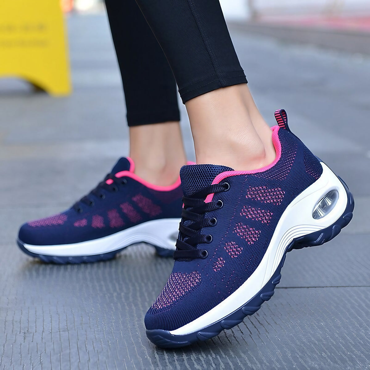 Chaussures orthopédiques femme à lacets, plateforme 5 cm, bleu