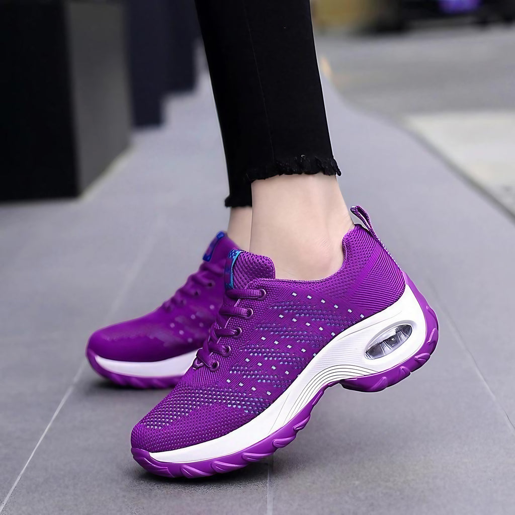 Chaussures orthopédiques femme à lacets, plateforme 5 cm, violet