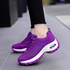 Chaussures orthopédiques femme à lacets, plateforme 5 cm, violet