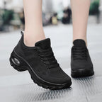 Chaussures orthopédiques femme à lacets, plateforme 5 cm, noir