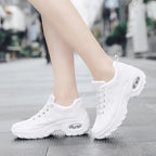 Chaussures orthopédiques femme à lacets, plateforme 5 cm, blanc