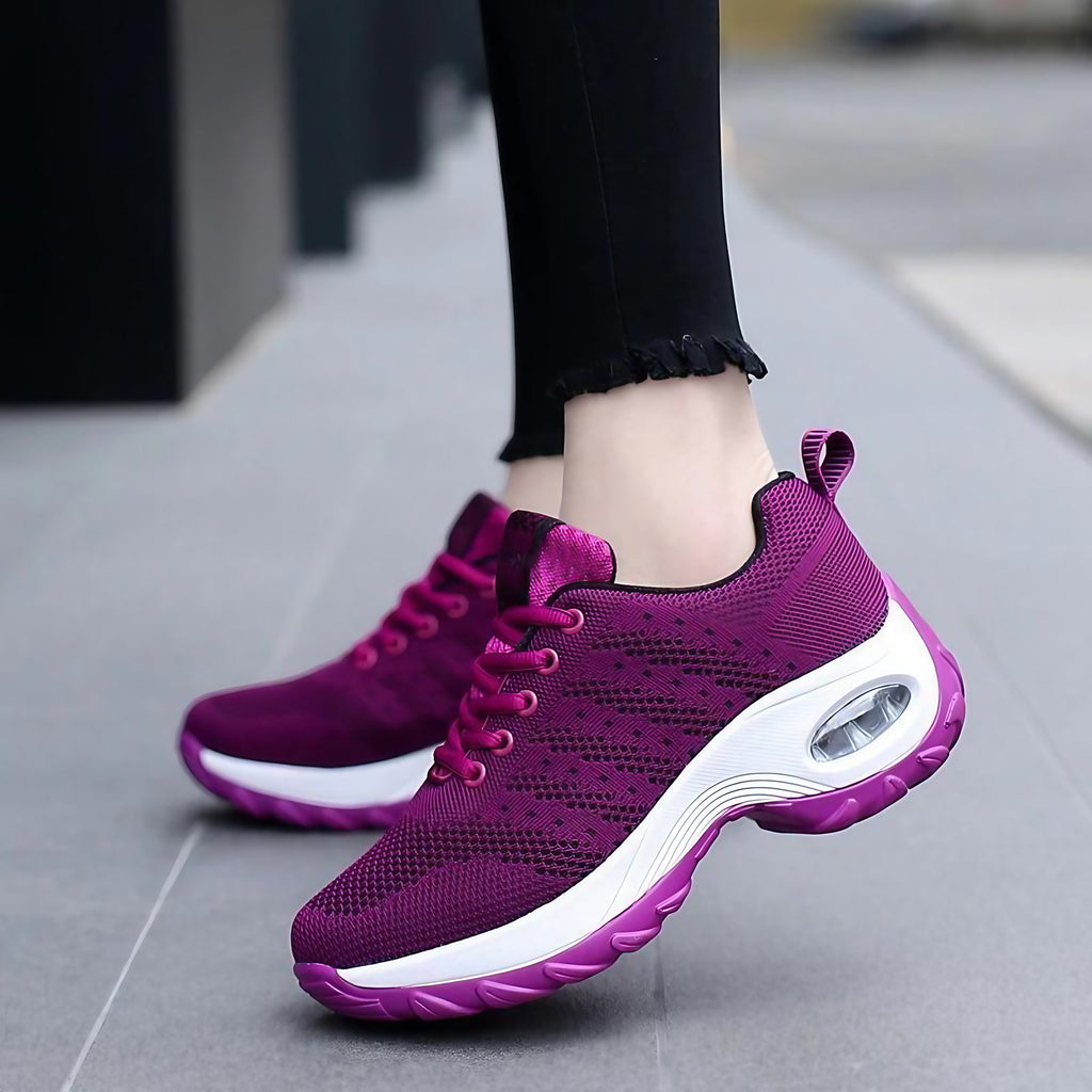 Chaussures orthopédiques femme à lacets, plateforme 5 cm, rouge