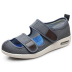 Chaussures orthopédiques ouvertes femme à scratch, maille, gris