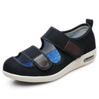 Chaussures orthopédiques ouvertes femme à scratch, maille, noir