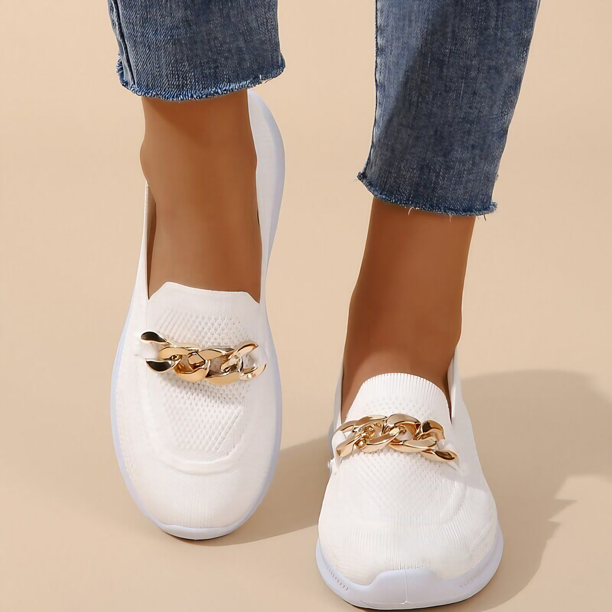 Chaussures orthopédiques femme à double zip, pieds larges, blanc