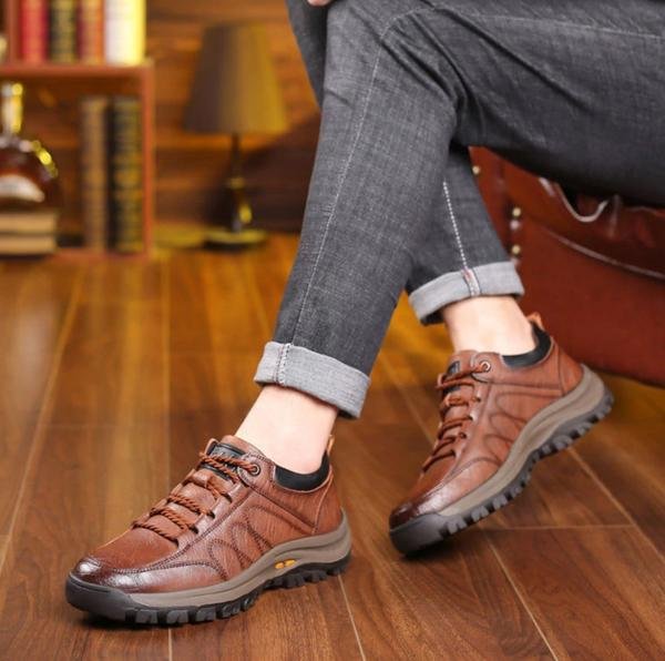 Chaussures orthopédiques homme, semelle antidérapante, noir ou marron