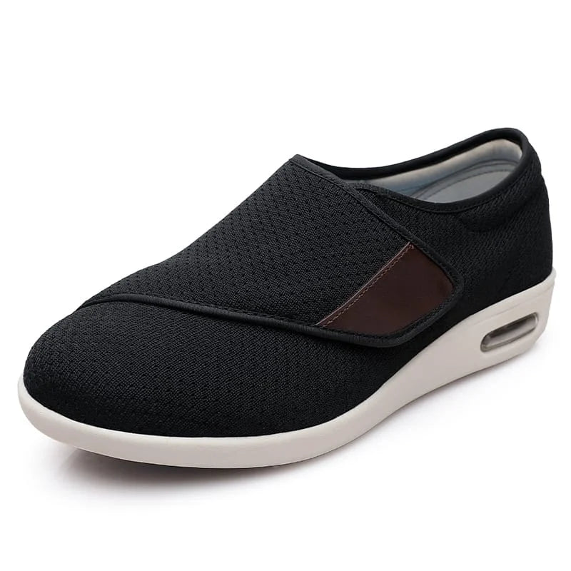 Chaussures orthopédiques unisexe à scratch, deux paires de semelles, noir