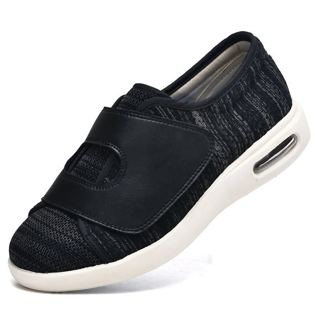 Chaussures orthopédiques unisexe à scratch, semelles amovibles, noir et gris