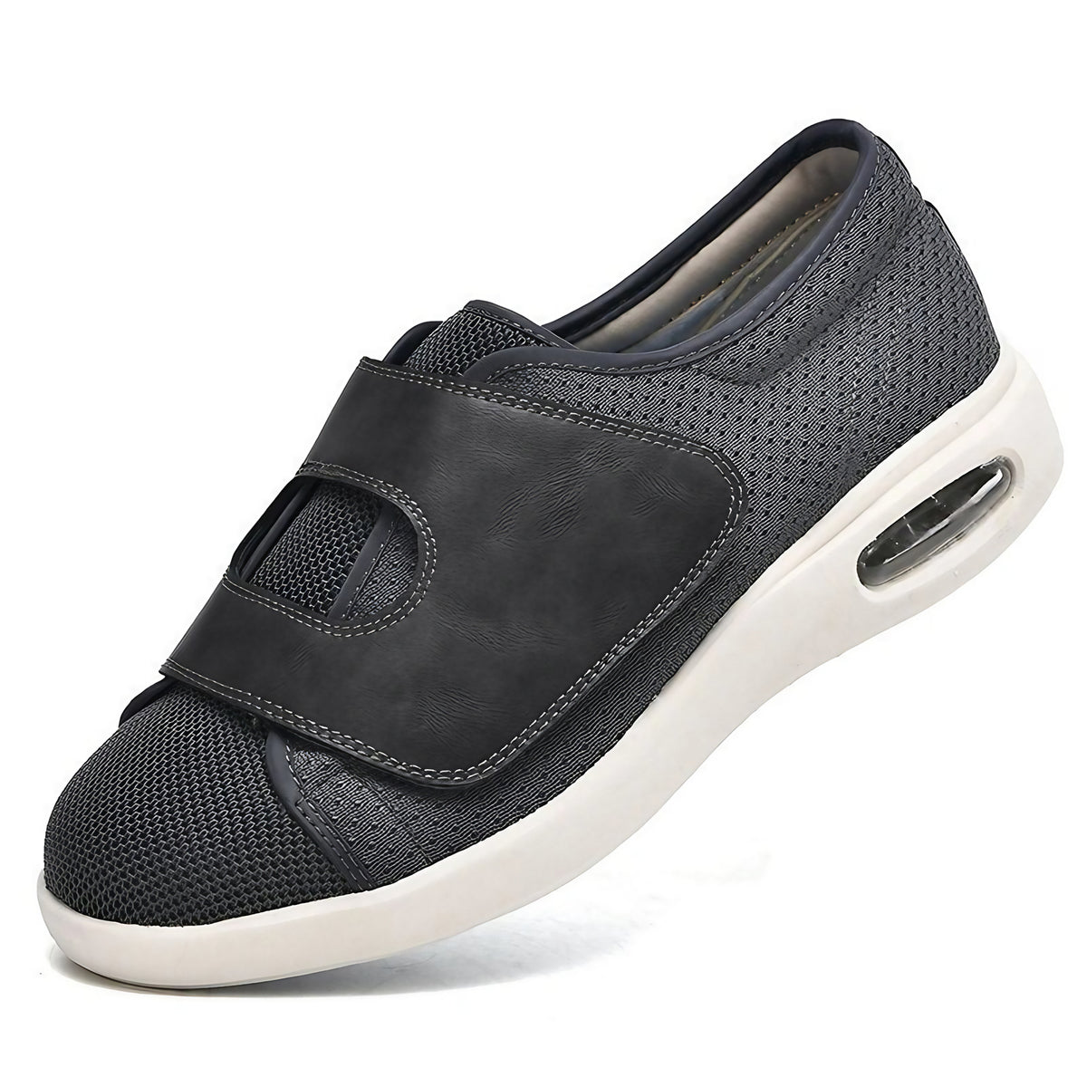 Chaussures orthopédiques unisexe à scratch, semelles amovibles, gris foncé