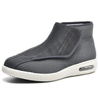 Chaussures orthopédiques larges mixtes à scratch, semelles amovibles, gris foncé