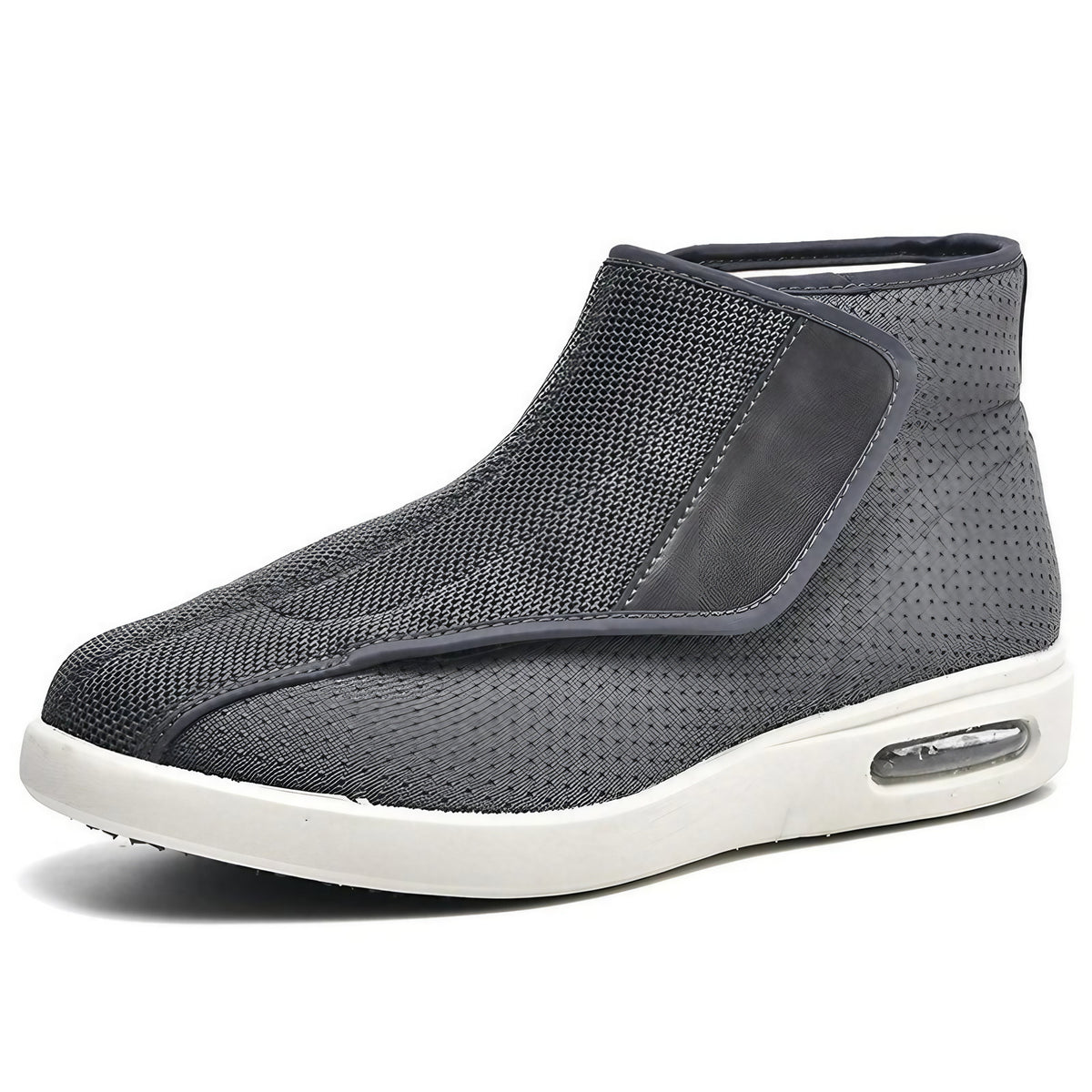 Chaussures orthopédiques larges mixtes à scratch, semelles amovibles, gris foncé