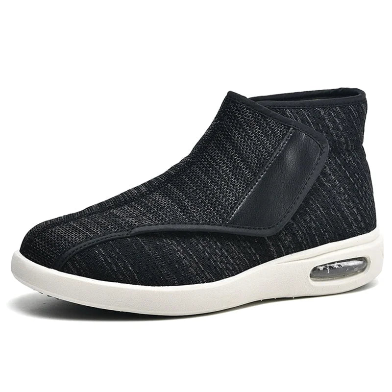 Chaussures orthopédiques larges mixtes à scratch, semelles amovibles, noir et gris