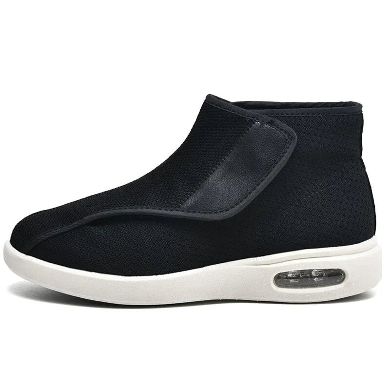 Chaussures orthopédiques larges mixtes à scratch, semelles amovibles, noir