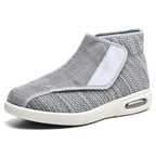 Chaussures orthopédiques larges mixtes à scratch, semelles amovibles, gris clair