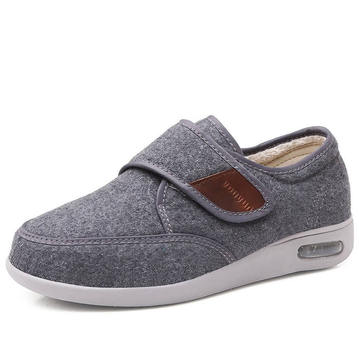 Chaussures orthopédiques mixtes à scratch, semelles amovibles, gris