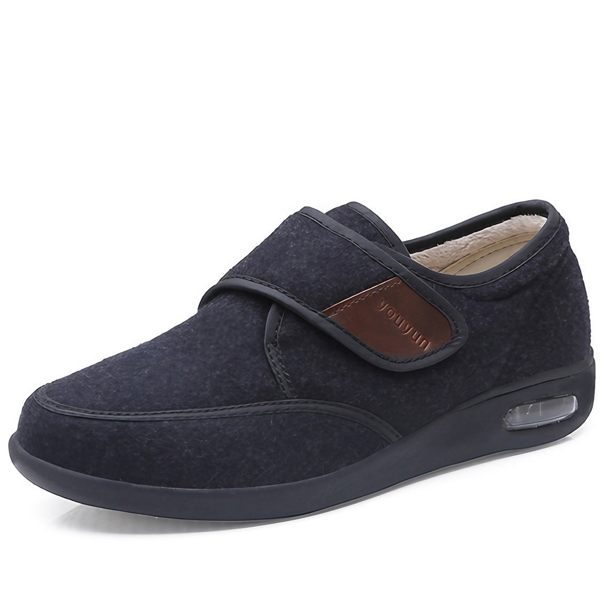 Chaussures orthopédiques mixtes à scratch, semelles amovibles, noir