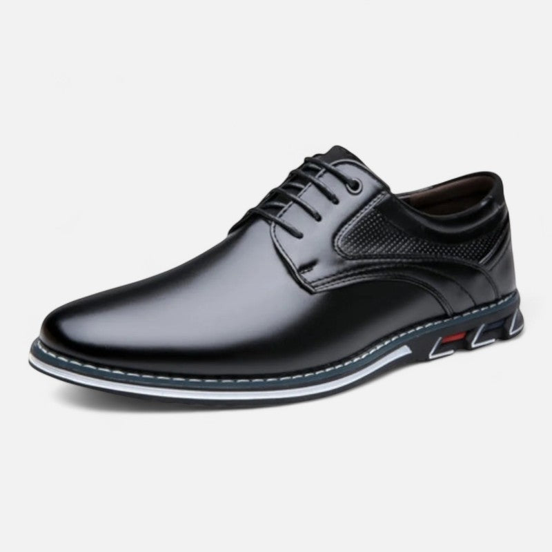 Chaussures orthopédiques homme à lacets, talon bas, noir