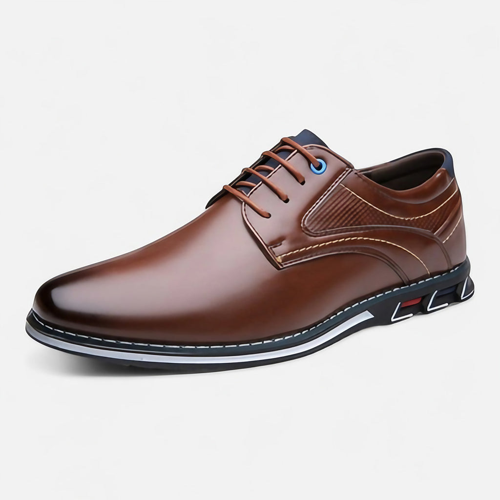 Chaussures orthopédiques homme à lacets, talon bas, marron