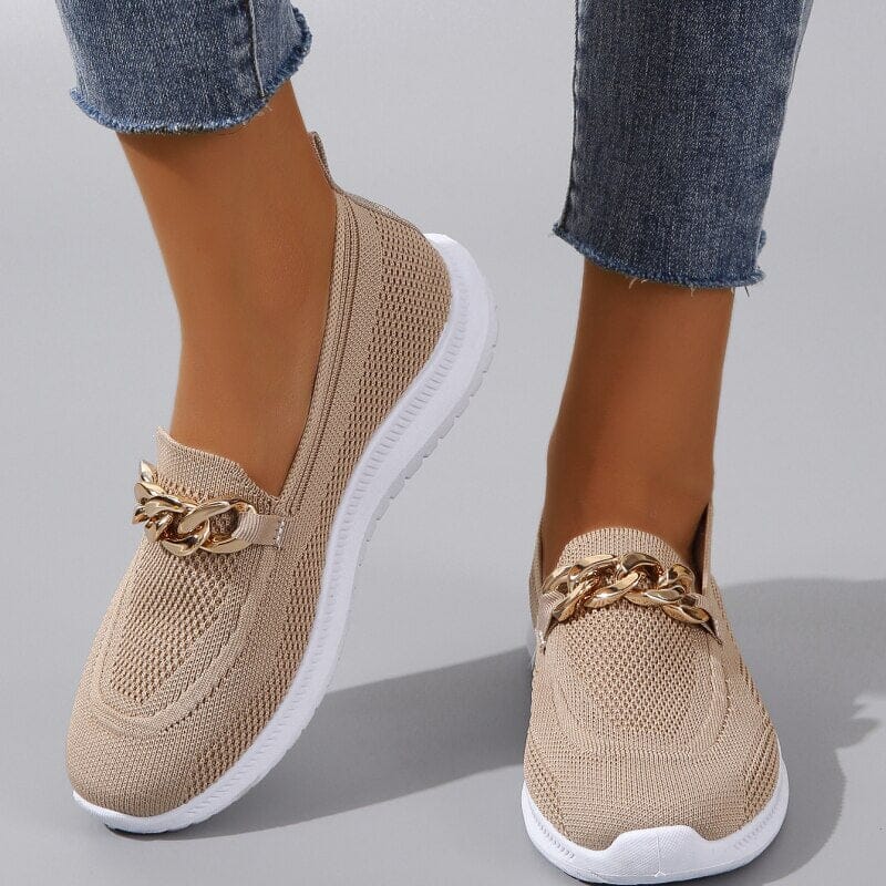 Chaussures orthopédiques femme à zip latéral, semelle antidérapante, beige