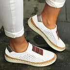 Chaussures orthopédiques femme à scratch, voûte plantaire soutenue, blanc