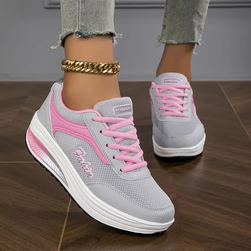 Chaussures orthopédiques femme, maintien de la voûte plantaire, gris et rose