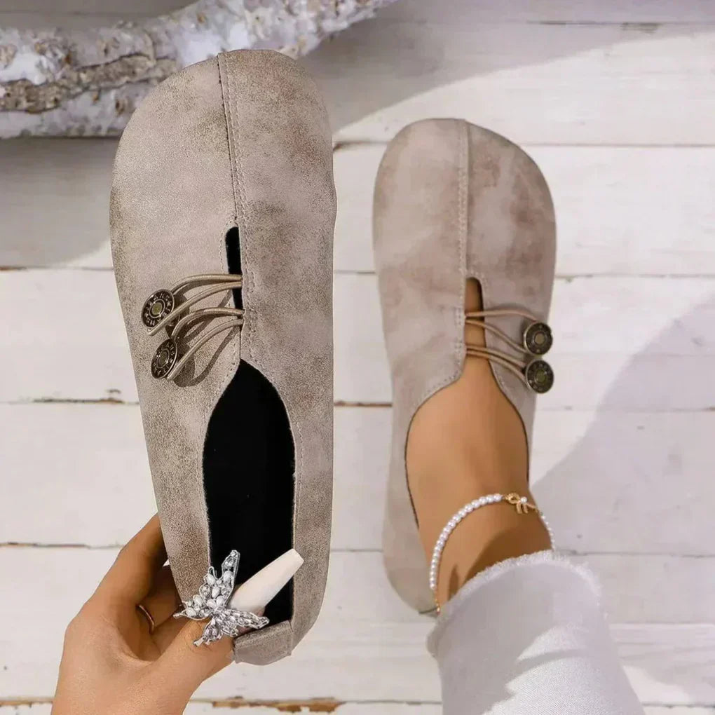 Chaussures orthopédiques femme au style épuré, sans embout, marron clair