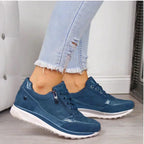 Chaussures orthopédiques femme, semelle antidérapante, pieds larges, bleu
