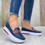 Chaussures orthopédiques femme à enfiler, semelle ergonomique, bleu