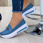 Chaussures orthopédiques femme à enfiler, semelle ergonomique, bleu clair