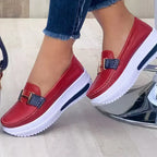 Chaussures orthopédiques femme à enfiler, semelle ergonomique, rouge