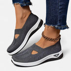 Chaussures orthopédiques femme légères, sans lacets, du 35 au 43, gris foncé