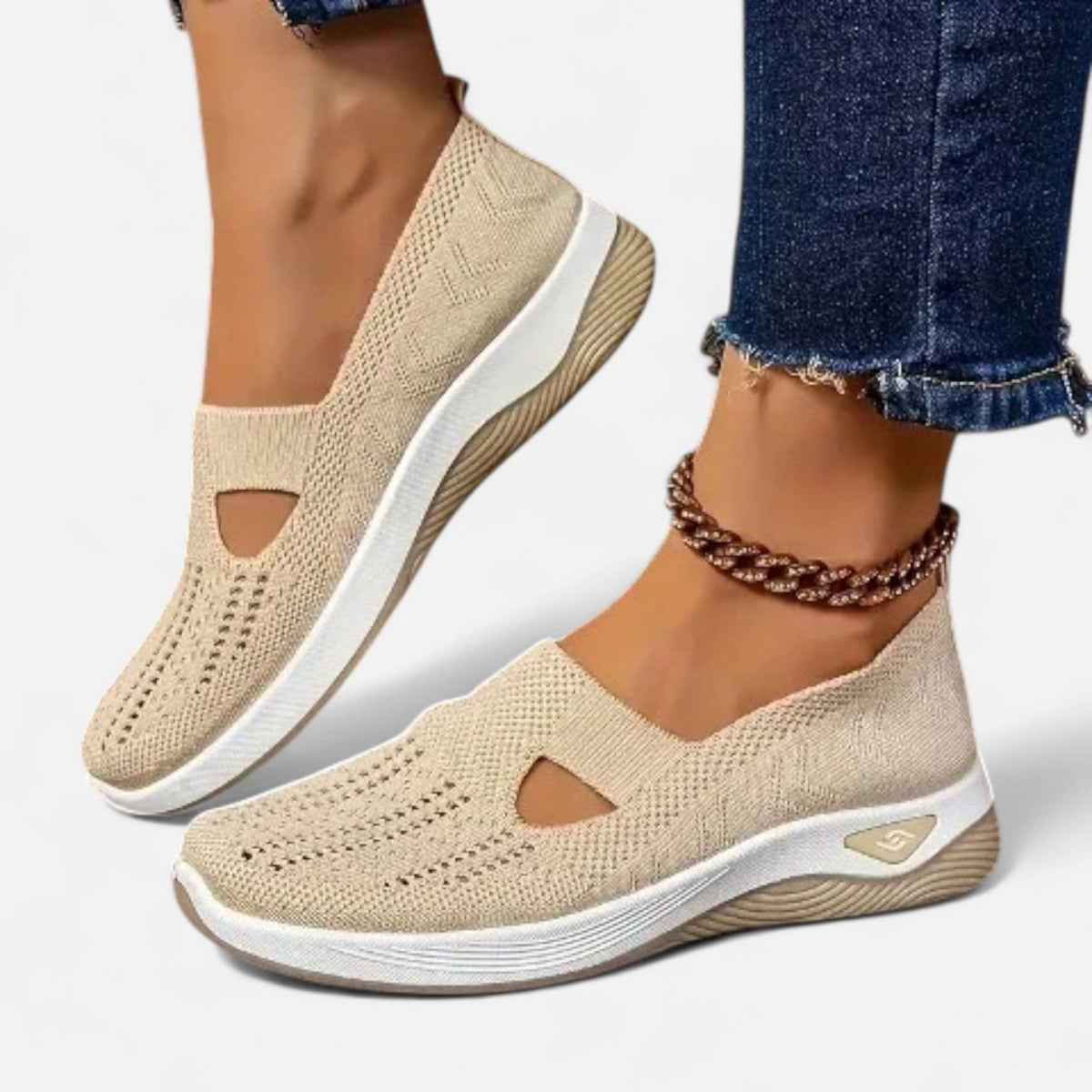 Chaussures orthopédiques femme légères, sans lacets, du 35 au 43, beige