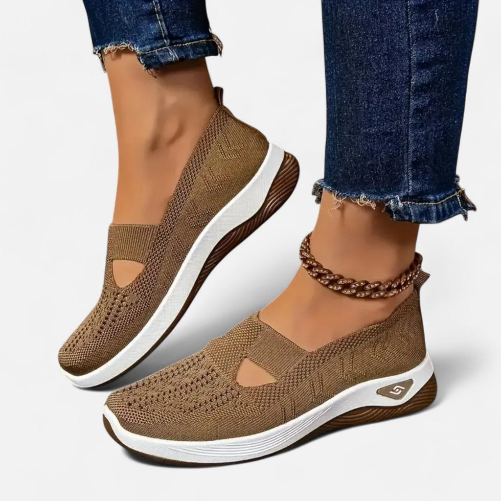 Chaussures orthopédiques femme légères, sans lacets, du 35 au 43, marron foncé