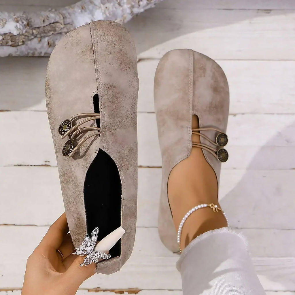 Chaussures orthopédiques femme à enfiler, fermeture élastique, beige