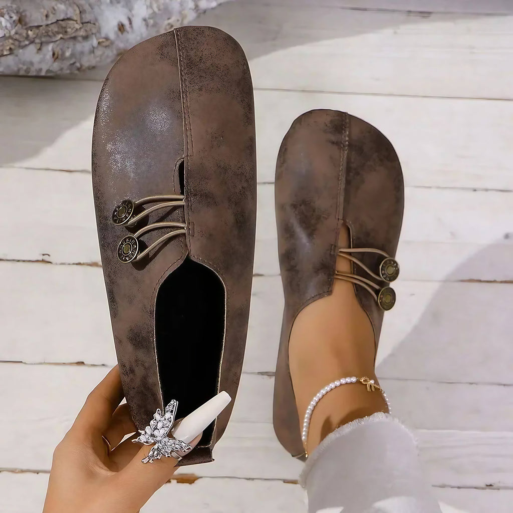 Chaussures orthopédiques femme à enfiler, fermeture élastique, marron