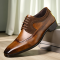 Chaussures Oxford homme perforées à lacets, marron ou noir, marron
