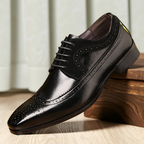 Chaussures Oxford homme perforées à lacets, marron ou noir, noir