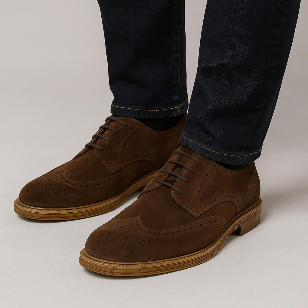 Chaussures oxford homme perforées à lacets cirés