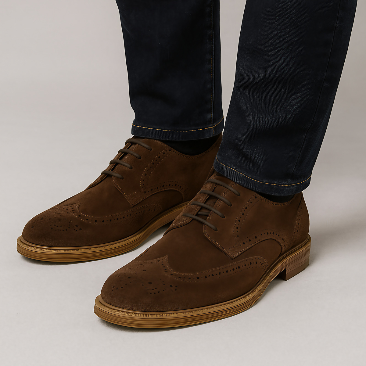 Chaussures oxford homme perforées à lacets cirés