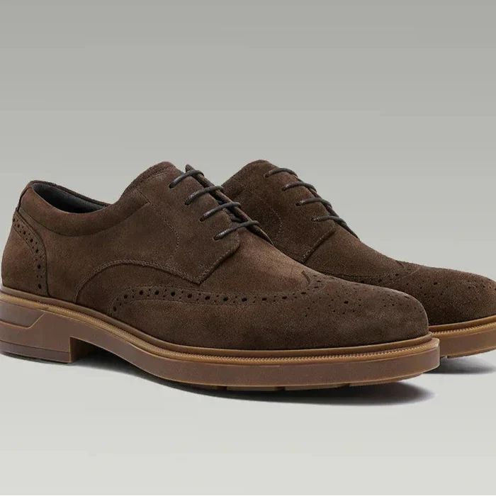 Chaussures oxford homme perforées à lacets cirés