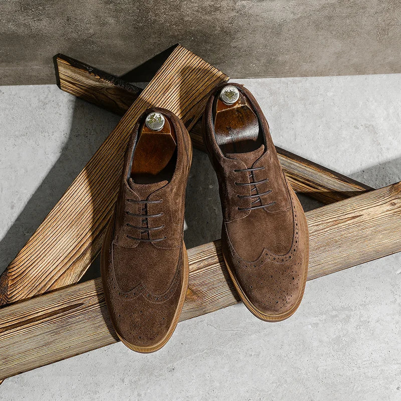 Chaussures oxford homme perforées à lacets cirés