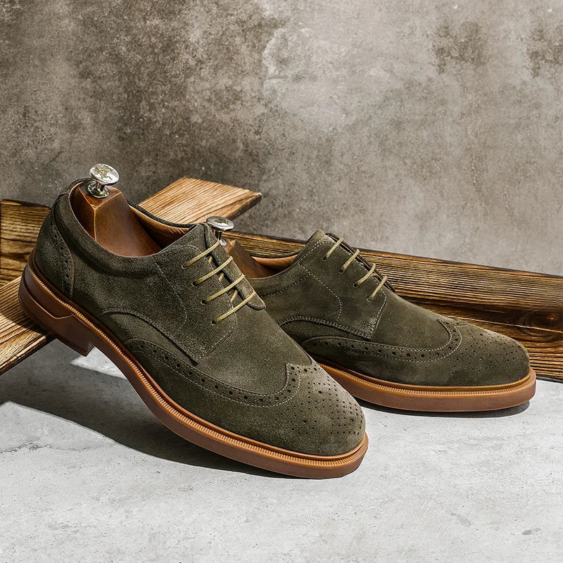 Chaussures oxford homme perforées à lacets cirés