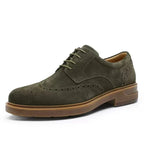 Chaussures oxford homme perforées à lacets cirés, vert