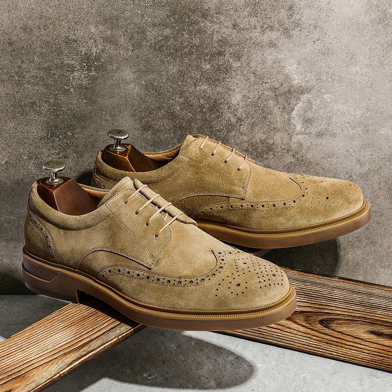 Chaussures oxford homme perforées à lacets cirés
