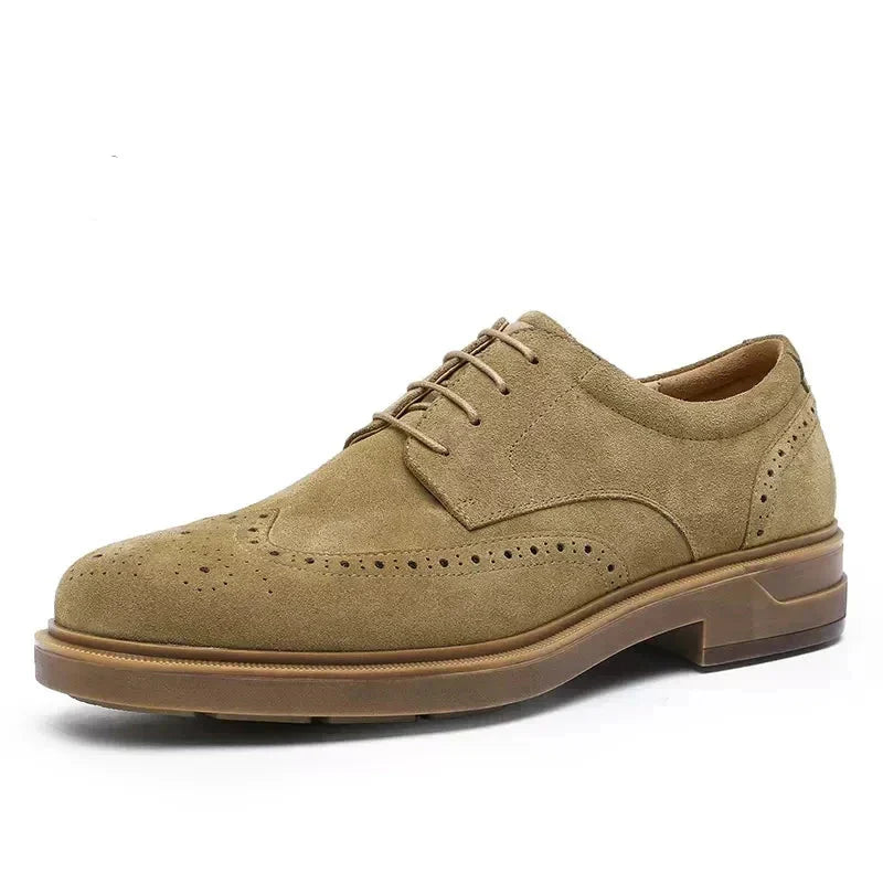 Chaussures oxford homme perforées à lacets cirés, beige