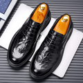 Chaussures Oxford homme à laçage fermé, aspect grainé, noir