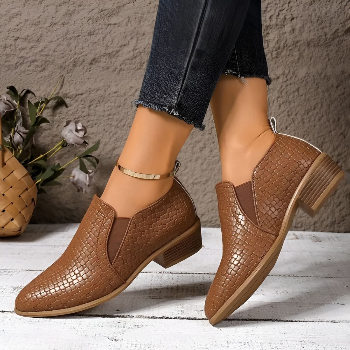 Chaussures oxford femme à talon bloc, à enfiler, du 35 au 43